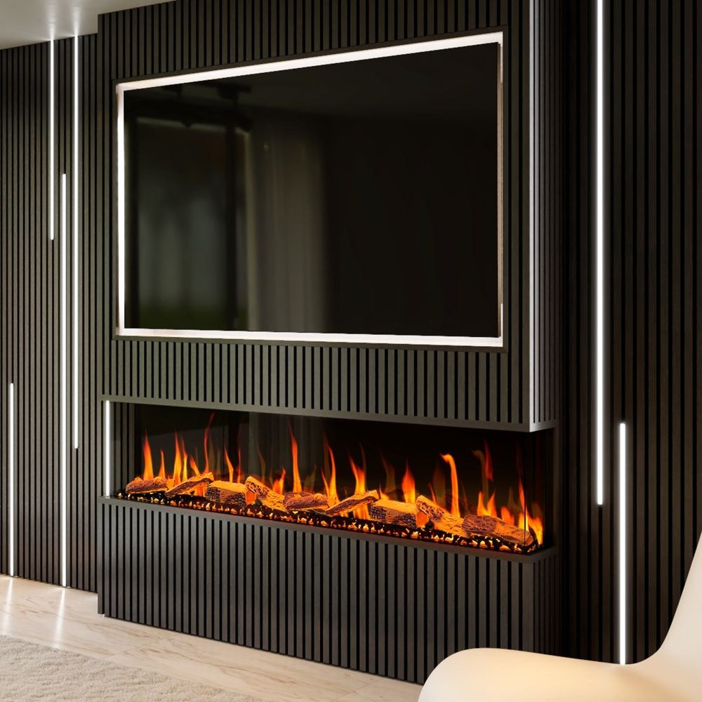 Evolution Fires Evervue 72 Inch Built-In Electric Fireplace, TV Wall Fireplace for Media Walls, LCD Video Flame Effects, App Control, Remote Control, 1.5kW Heater