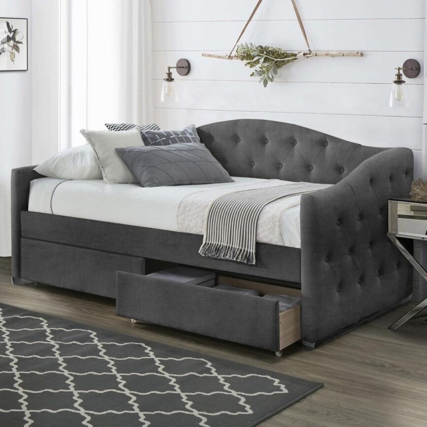 Aloho Day Bed With Drawers L221xW98xH93 - Grey