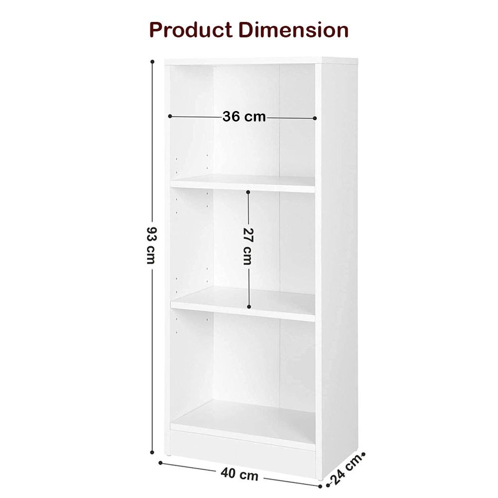 VASAGLE 3 Compartment Wooden Bookcase with Adjustable Shelves, Compact Kids Bookshelf and Storage Organizer for Study Room, Home Office and Bedroom - White - Image 3