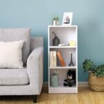 VASAGLE 3 Compartment Wooden Bookcase with Adjustable Shelves, Compact Kids Bookshelf and Storage Organizer for Study Room, Home Office and Bedroom - White