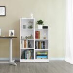 VASAGLE 3 Compartment Wooden Bookcase with Adjustable Shelves, Compact Kids Bookshelf and Storage Organizer for Study Room, Home Office and Bedroom - White