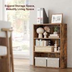 VASAGLE 3 Tier Wooden Bookcase with Adjustable Shelves, Compact Kids Bookshelf and Storage Organizer for Study Room, Home Office and Bedroom - Dark Hunton Oak