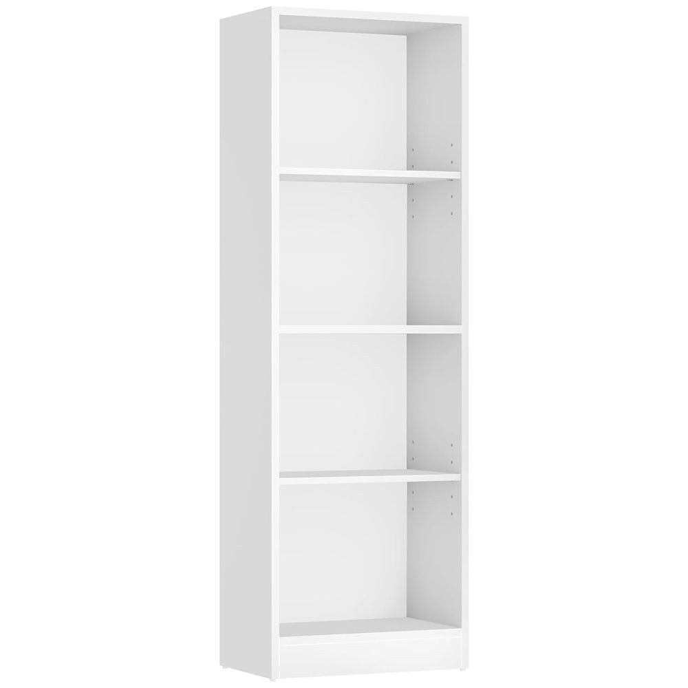VASAGLE 4 Compartment Wooden Bookcase with Adjustable Shelves, Compact Kids Bookshelf and Storage Organizer for Study Room, Home Office and Bedroom - White - Image 3