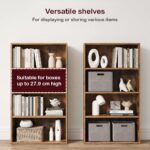 VASAGLE 4 Tier Wooden Bookcase with Adjustable Shelves, Compact Kids Bookshelf and Storage Organizer for Study Room, Home Office and Bedroom - Dark Hunton Oak