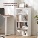 VASAGLE 4 Tier Wooden Bookcase with Adjustable Shelves, Compact Kids Bookshelf and Storage Organizer for Study Room, Home Office and Bedroom - White