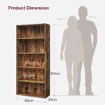 VASAGLE 5 Tier Wooden Bookcase with Adjustable Shelves, Compact Kids Bookshelf and Storage Organizer for Study Room, Home Office and Bedroom - Dark Hunton Oak