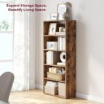 VASAGLE 5 Tier Wooden Bookcase with Adjustable Shelves, Compact Kids Bookshelf and Storage Organizer for Study Room, Home Office and Bedroom - Dark Hunton Oak