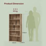 VASAGLE 5 Tier Wooden Bookcase with Adjustable Shelves, Compact Kids Bookshelf and Storage Organizer for Study Room, Home Office and Bedroom - Natural Davos Oak