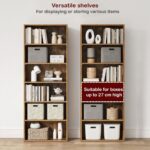 VASAGLE 6 Tier Wooden Bookcase with Adjustable Shelves, Compact Kids Bookshelf and Storage Organizer for Study Room, Home Office and Bedroom - Dark Hunton Oak