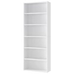 VASAGLE 6 Tier Wooden Bookcase with Adjustable Shelves, Compact Kids Bookshelf and Storage Organizer for Study Room, Home Office and Bedroom - White