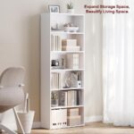 VASAGLE 6 Tier Wooden Bookcase with Adjustable Shelves, Compact Kids Bookshelf and Storage Organizer for Study Room, Home Office and Bedroom - White
