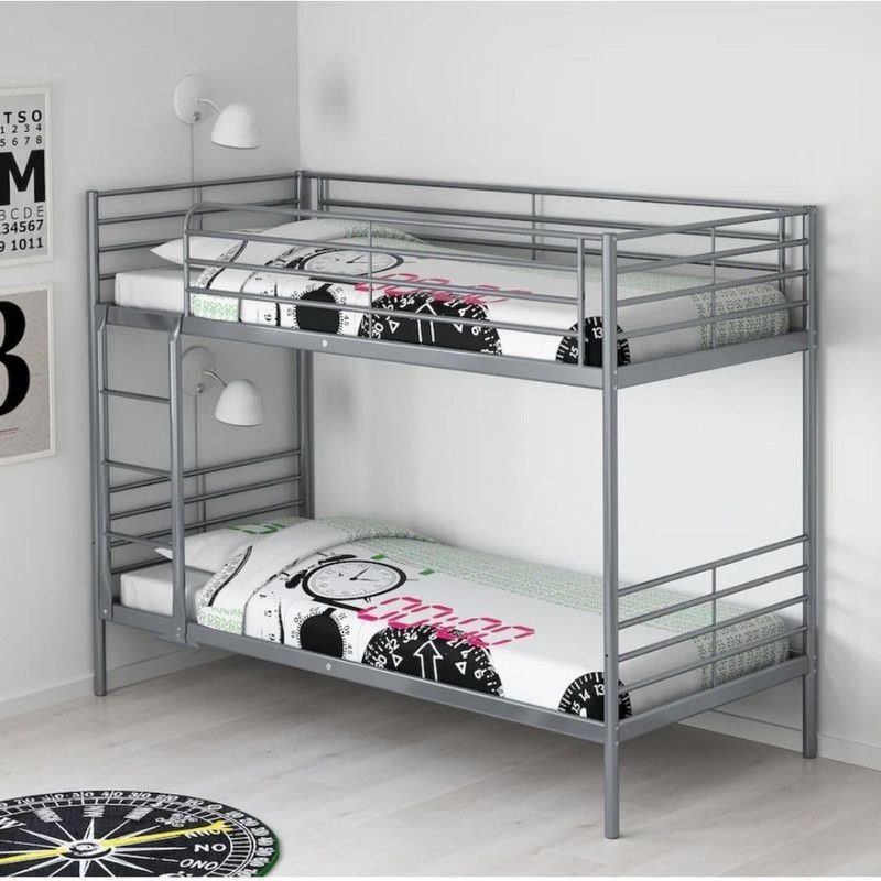 Heavy duty bunk bed silver color 190X90 single size | Double decker bed With Mattress - Image 3