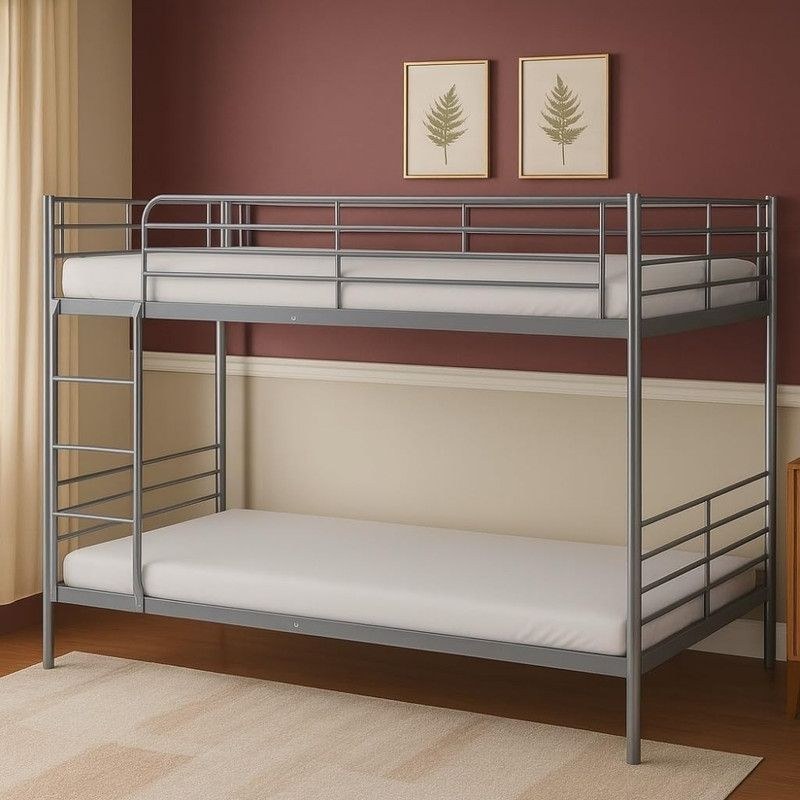 Heavy duty bunk bed silver color 190X90 single size | Double decker bed With Mattress - Image 4