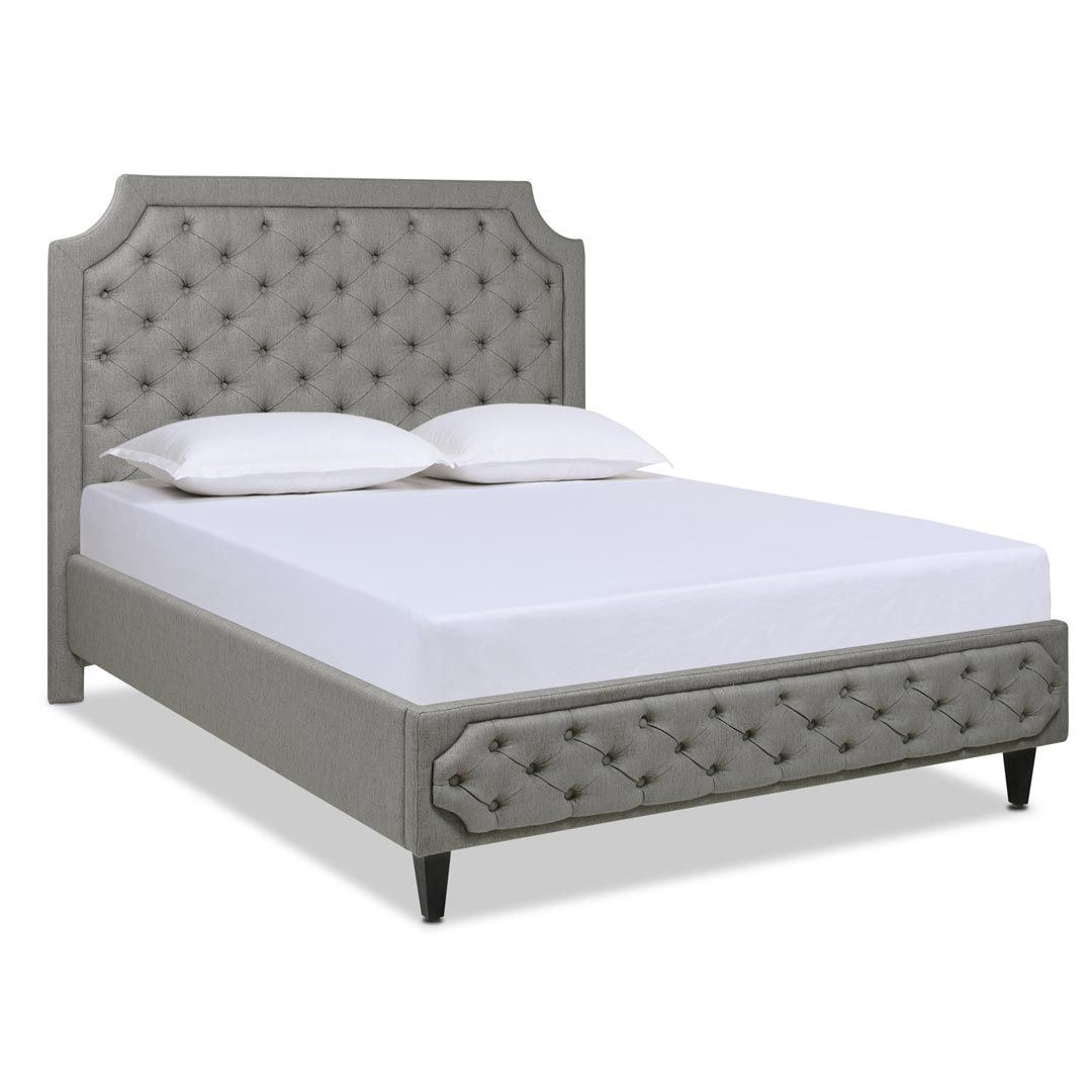 Helen Tall Upholstered Tufted Platform 200X200 Super King Bed-Grey