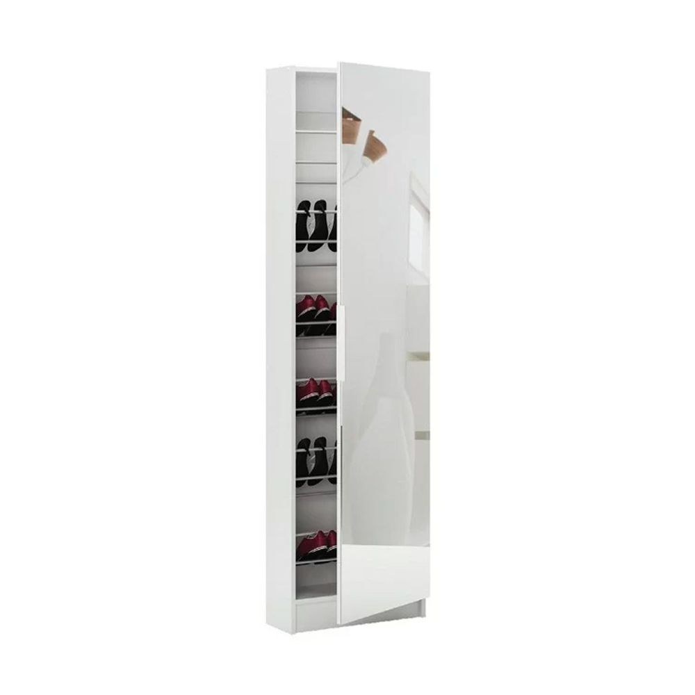 5-Shelf Shoe Storage Cabinet with Mirror – Modern Hallway & Bedroom Organizer | Space-Saving Shoe Rack -White - Image 3