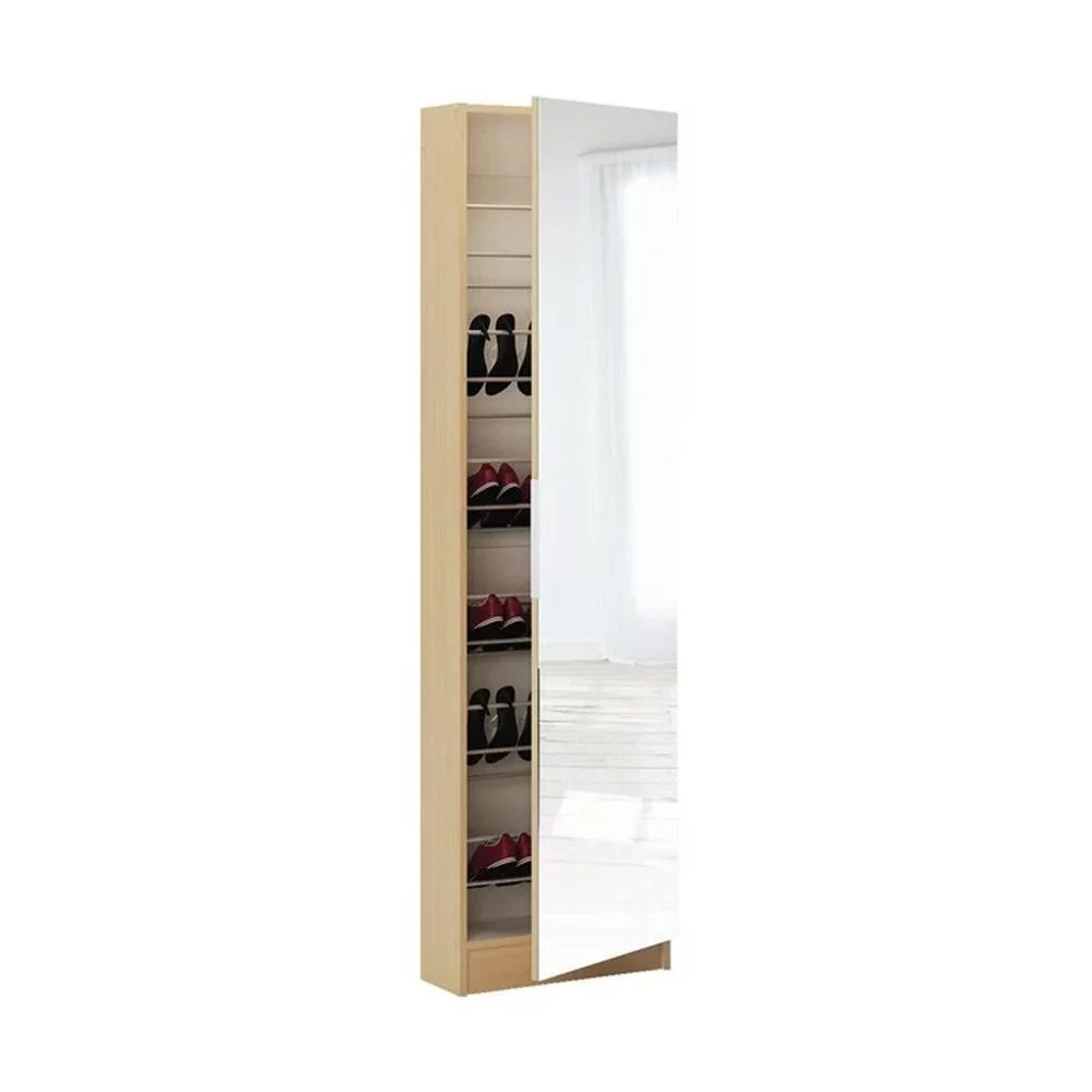 5-Shelf Shoe Storage Cabinet with Mirror – Modern Hallway & Bedroom Organizer | Space-Saving Shoe Rack -Beige