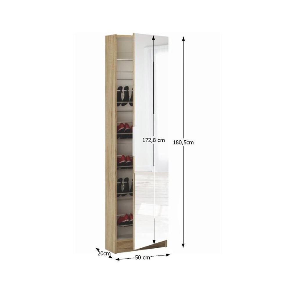 5-Shelf Shoe Storage Cabinet with Mirror – Modern Hallway & Bedroom Organizer | Space-Saving Shoe Rack -Beige - Image 2