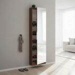 5-Shelf Shoe Storage Cabinet with Mirror – Modern Hallway & Bedroom Organizer | Space-Saving Shoe Rack -Brown