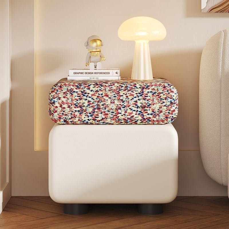 Modern Bedside Table, Two Drawers Nightstand - Colored and White