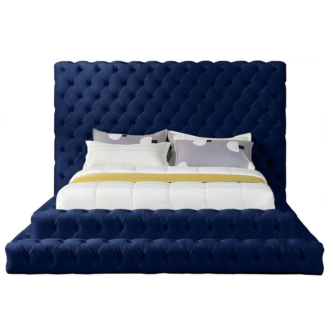 Meridian Hand Tufted Velvet Bed 160x200 Fabric Queen Bed