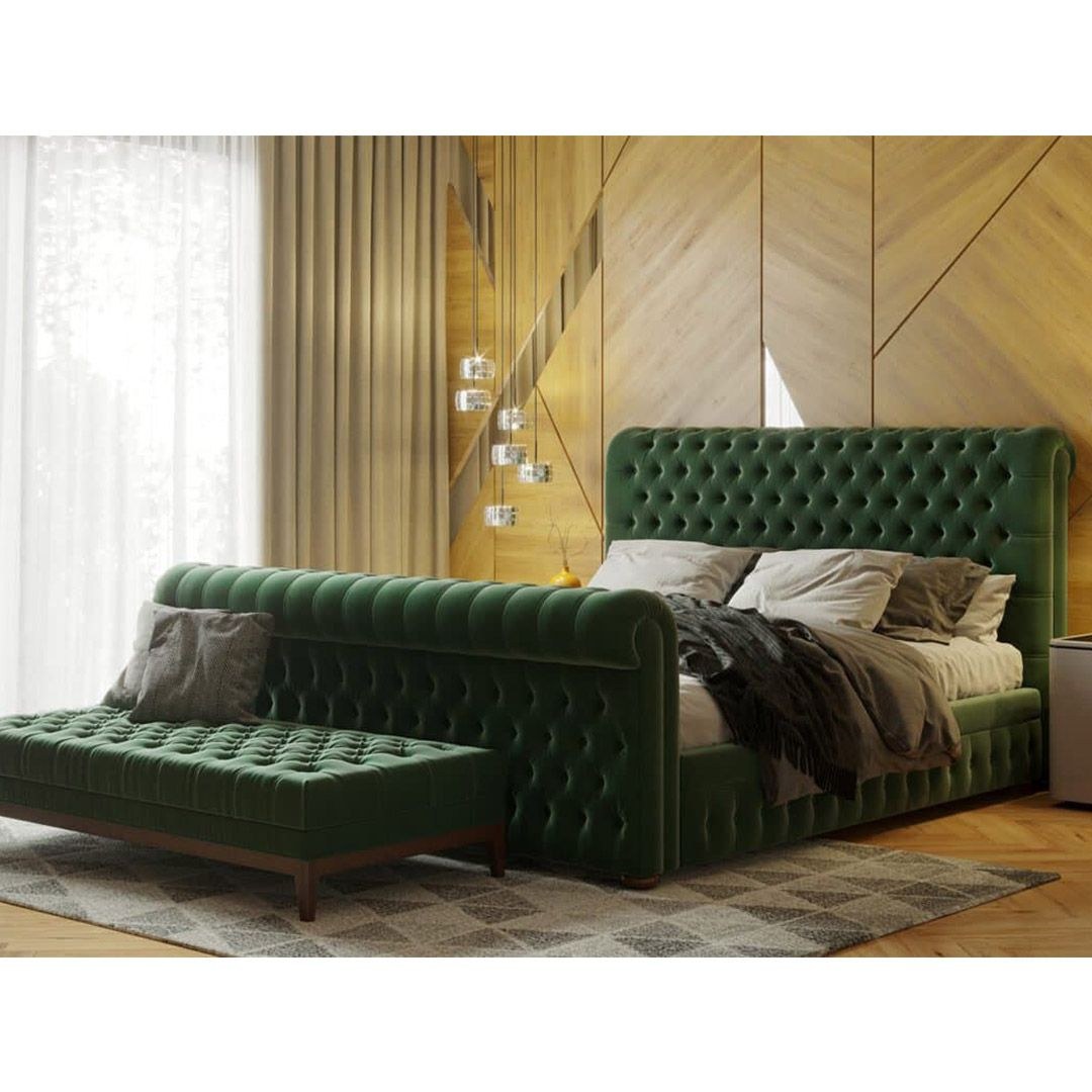 Bushwick Hand Tufted Bed Frame 180x200 Fabric King Bed