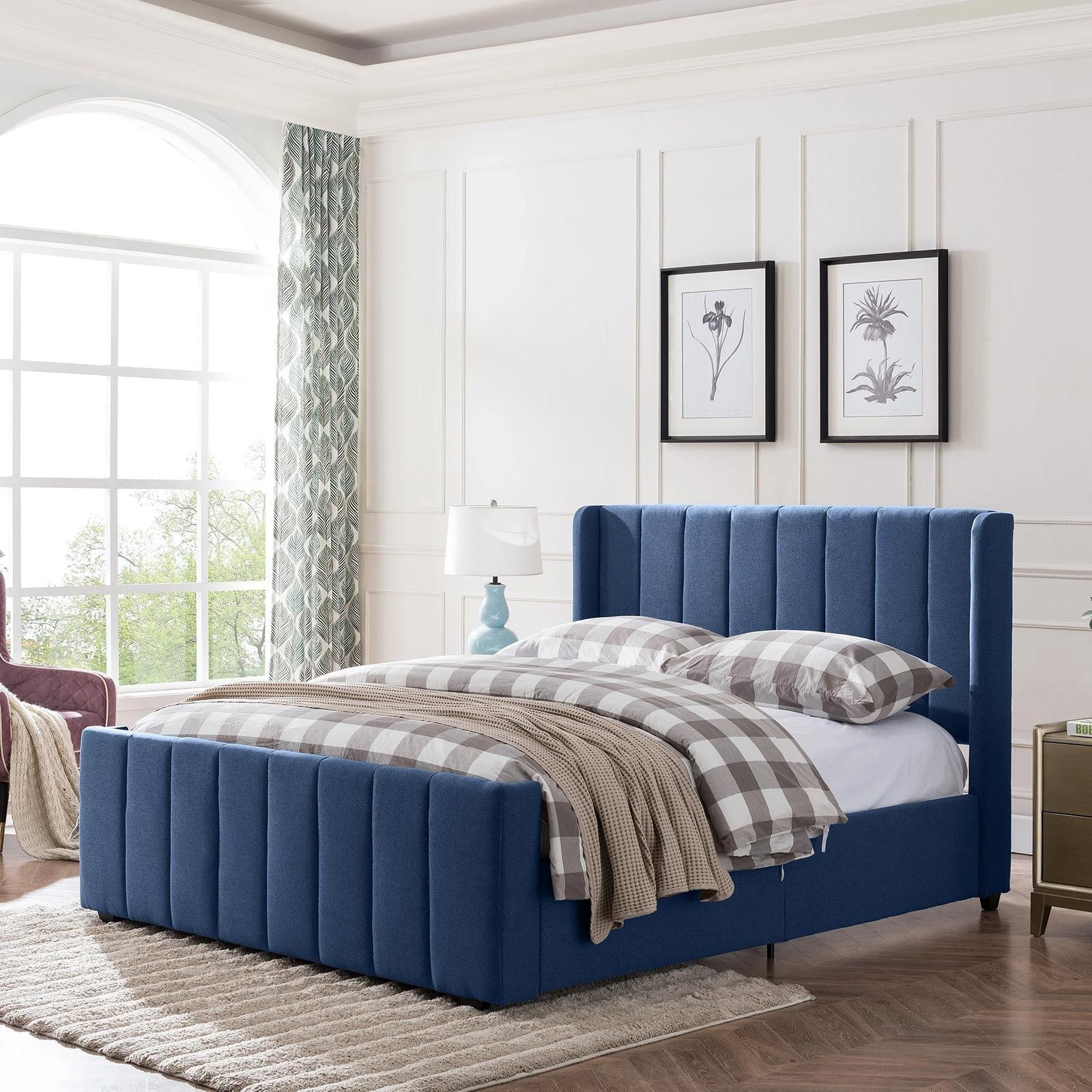 Riley Fully-Upholstered Bed Frame 180x200 Fabric King Bed