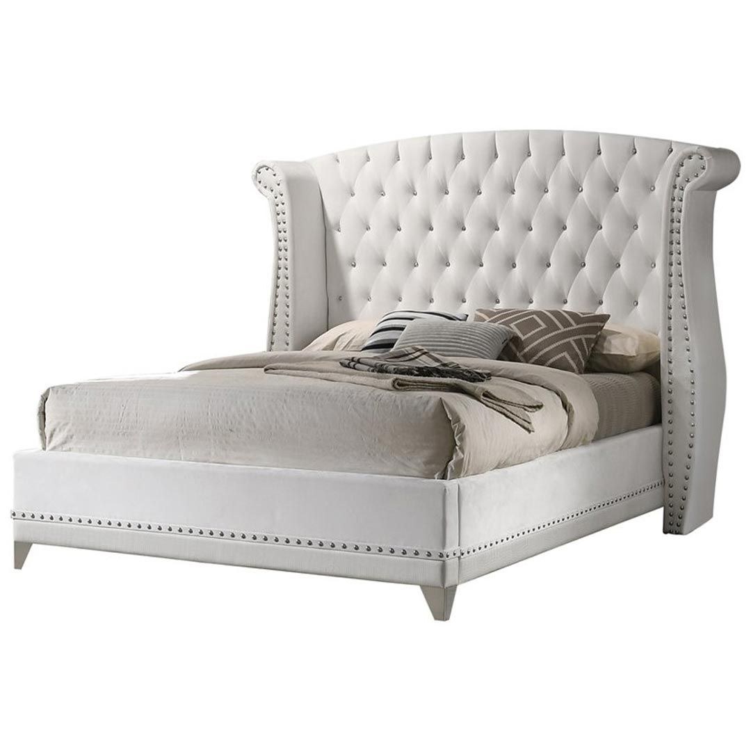Tamsin Black Wingback Upholstered Bed 160x200 Fabric Queen Bed