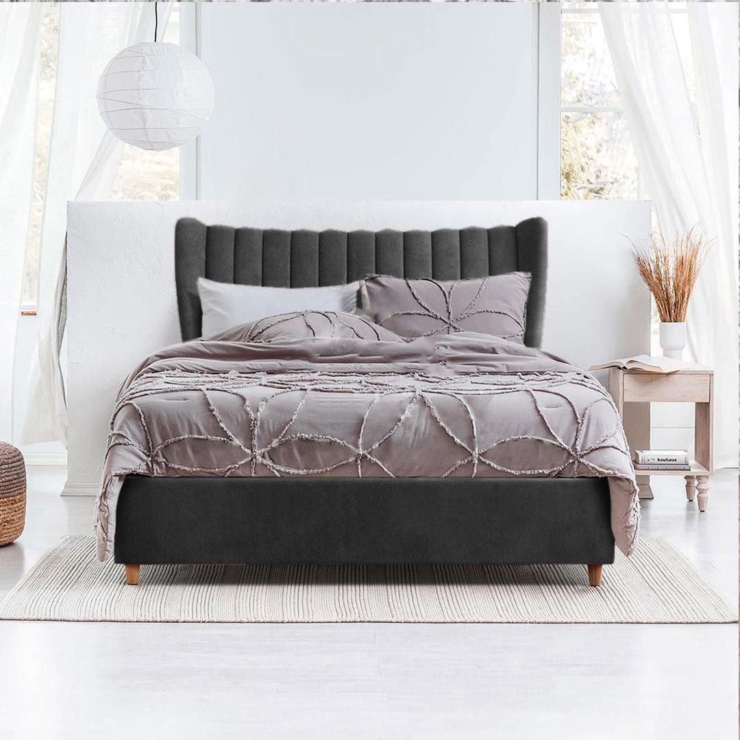 Knox Deep Channel Tufted Bed Frame 180x200 Fabric King Bed