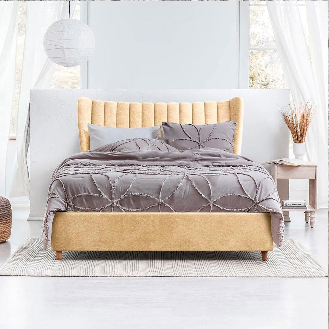 Knox Deep Channel Tufted Bed Frame 160x200 Fabric Queen Bed