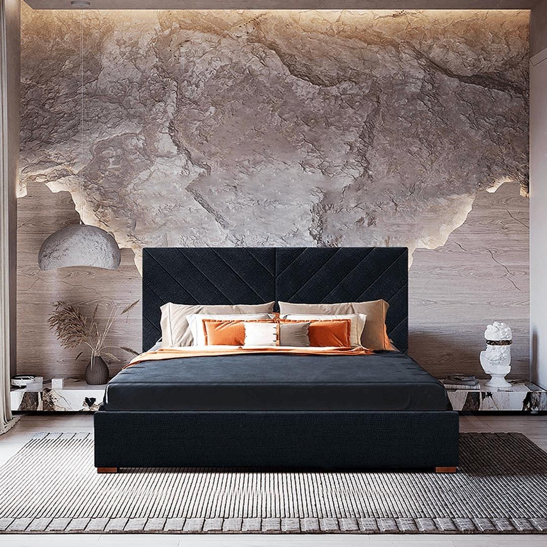 Fiza Channel Tufted Bed Frame 180x200 Fabric King Bed