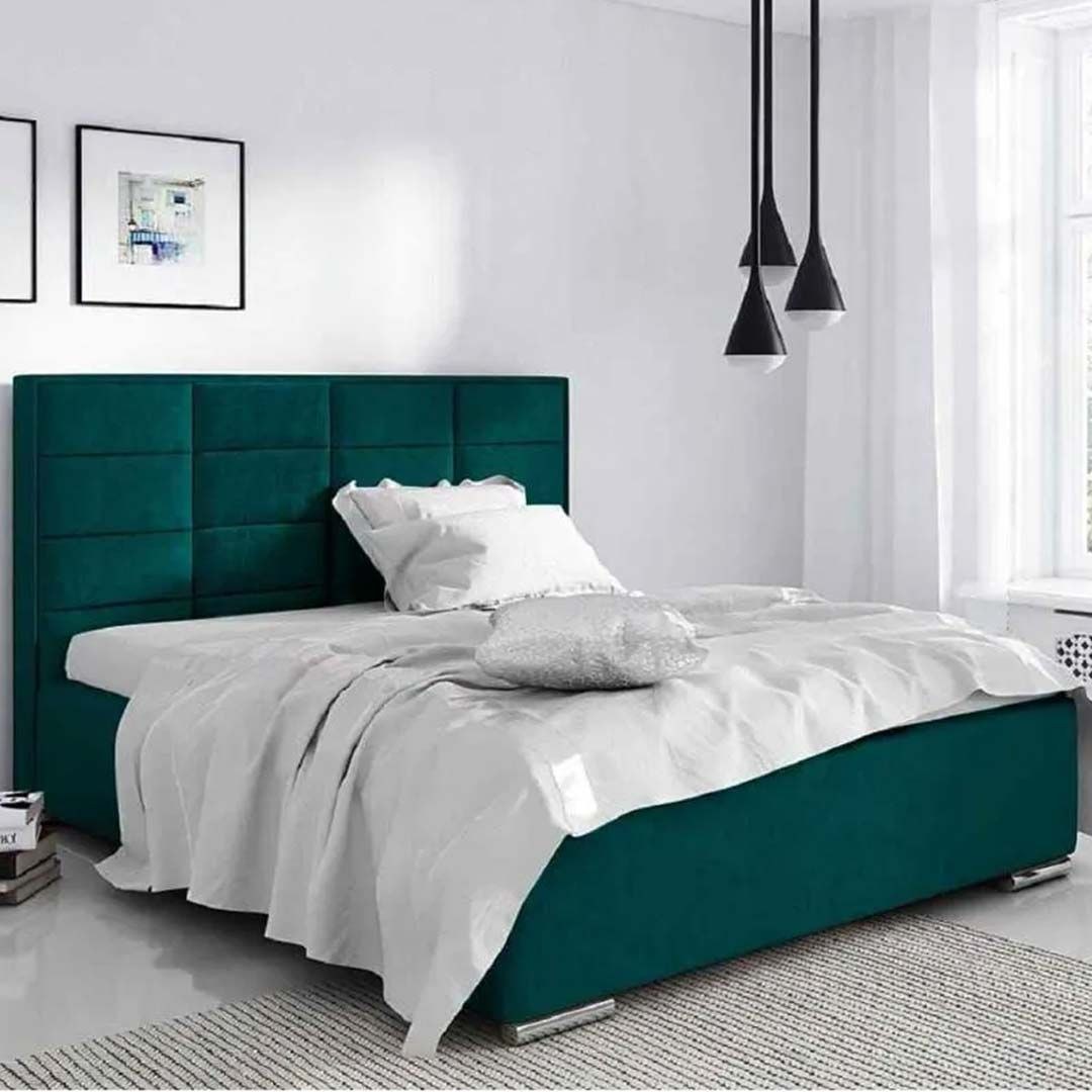 Ibiza upholstered Bed in Velvet Fabric 200x200 Fabric Super King Bed