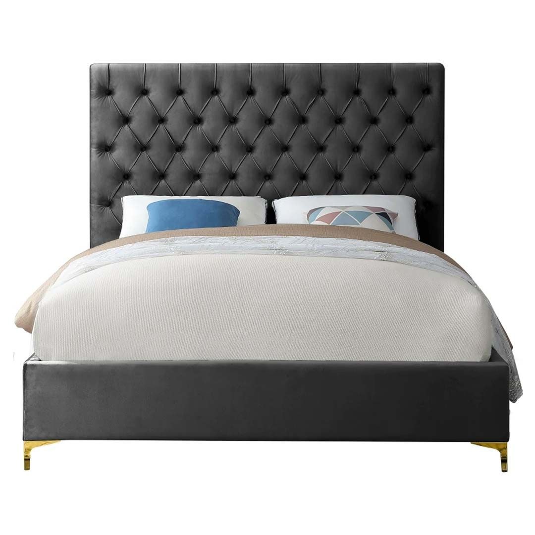 Divine Button Tufted Velvet Bed 120x200 Fabric Single Bed