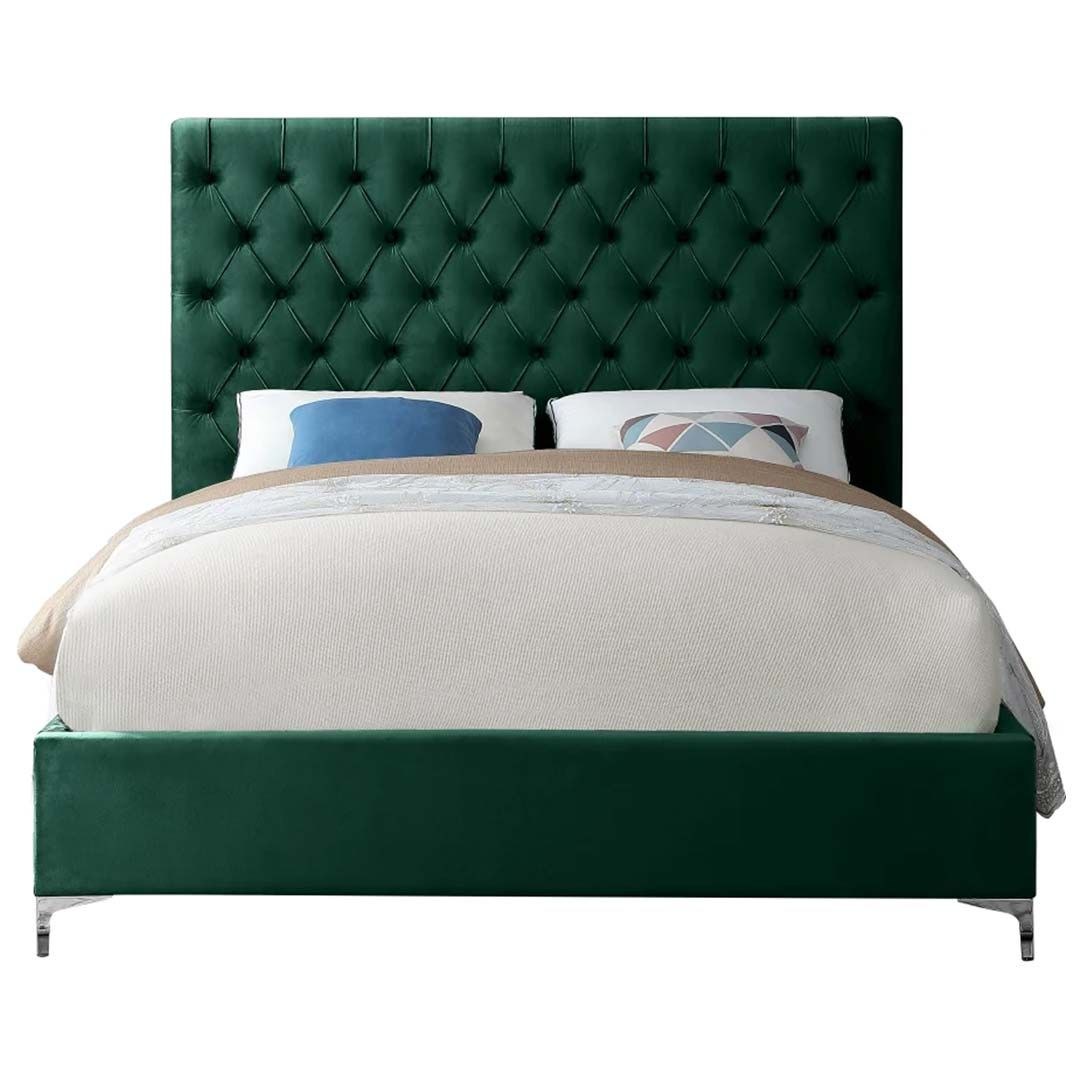 Divine Button Tufted Velvet Bed 180x200 Fabric King Bed