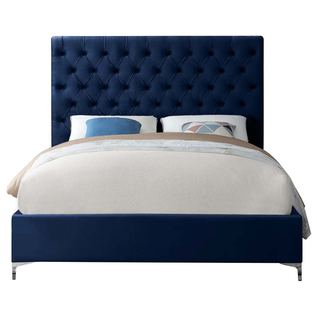 Divine Button Tufted Velvet Bed 180x200 Fabric King Bed