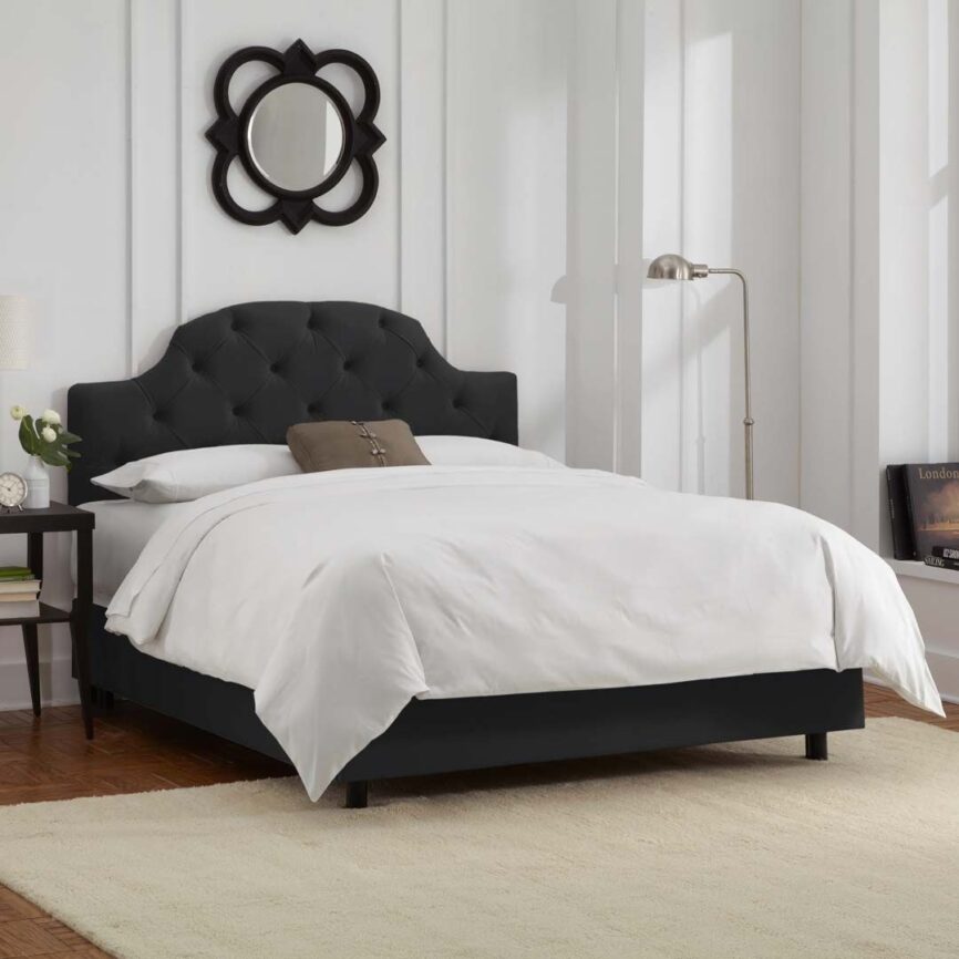 Arch Button Tufted Upholstered Bed 200x200 Fabric Super King Bed