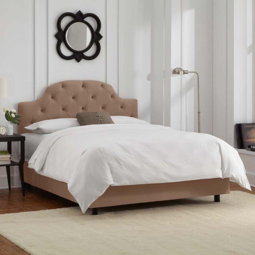 Arch Button Tufted Upholstered Bed 200x200 Fabric Super King Bed