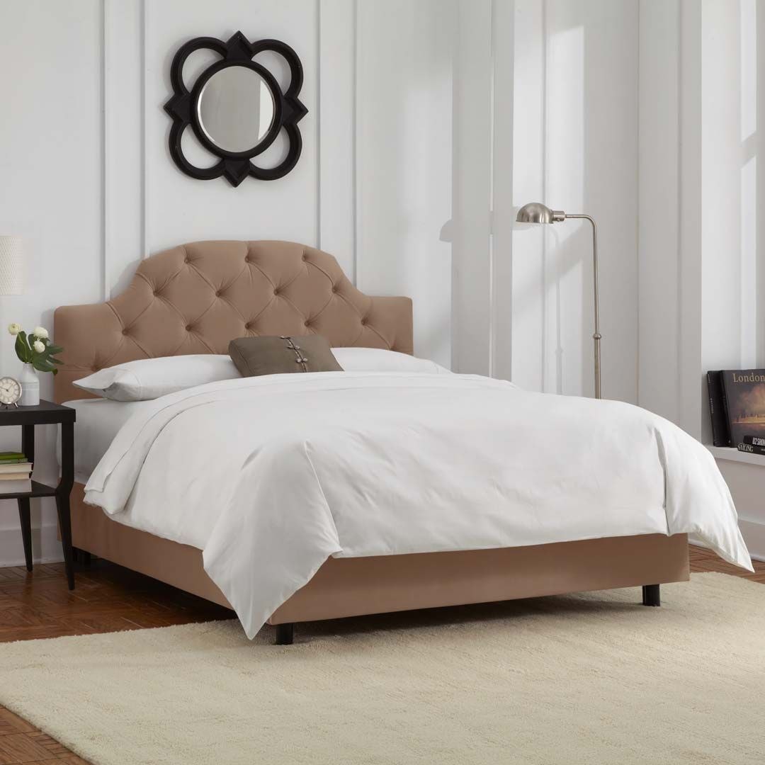 Arch Button Tufted Upholstered Bed 200x200 Fabric Super King Bed