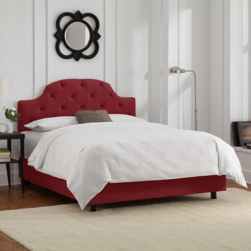 Arch Button Tufted Upholstered Bed 200x200 Fabric Super King Bed