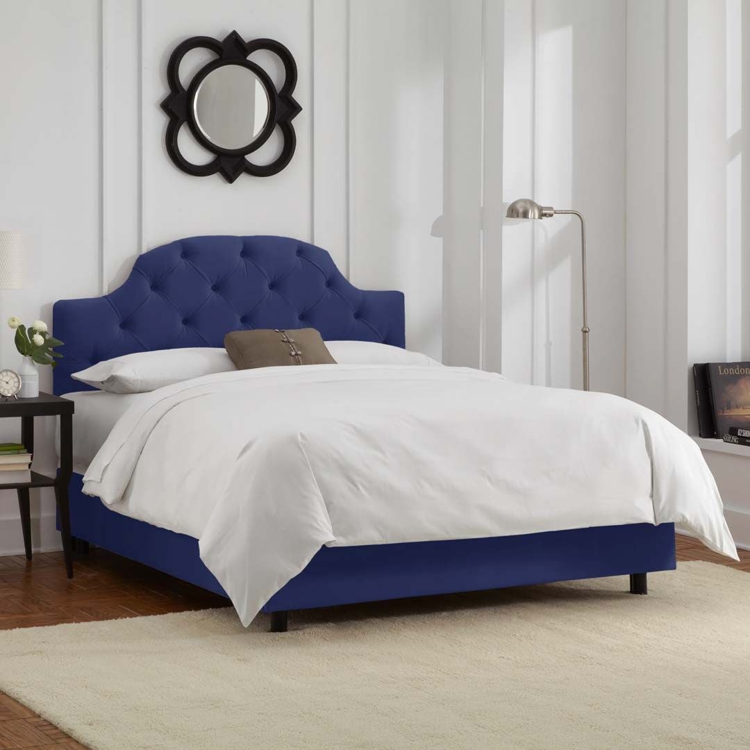 Arch Button Tufted Upholstered Bed 200x200 Fabric Super King Bed