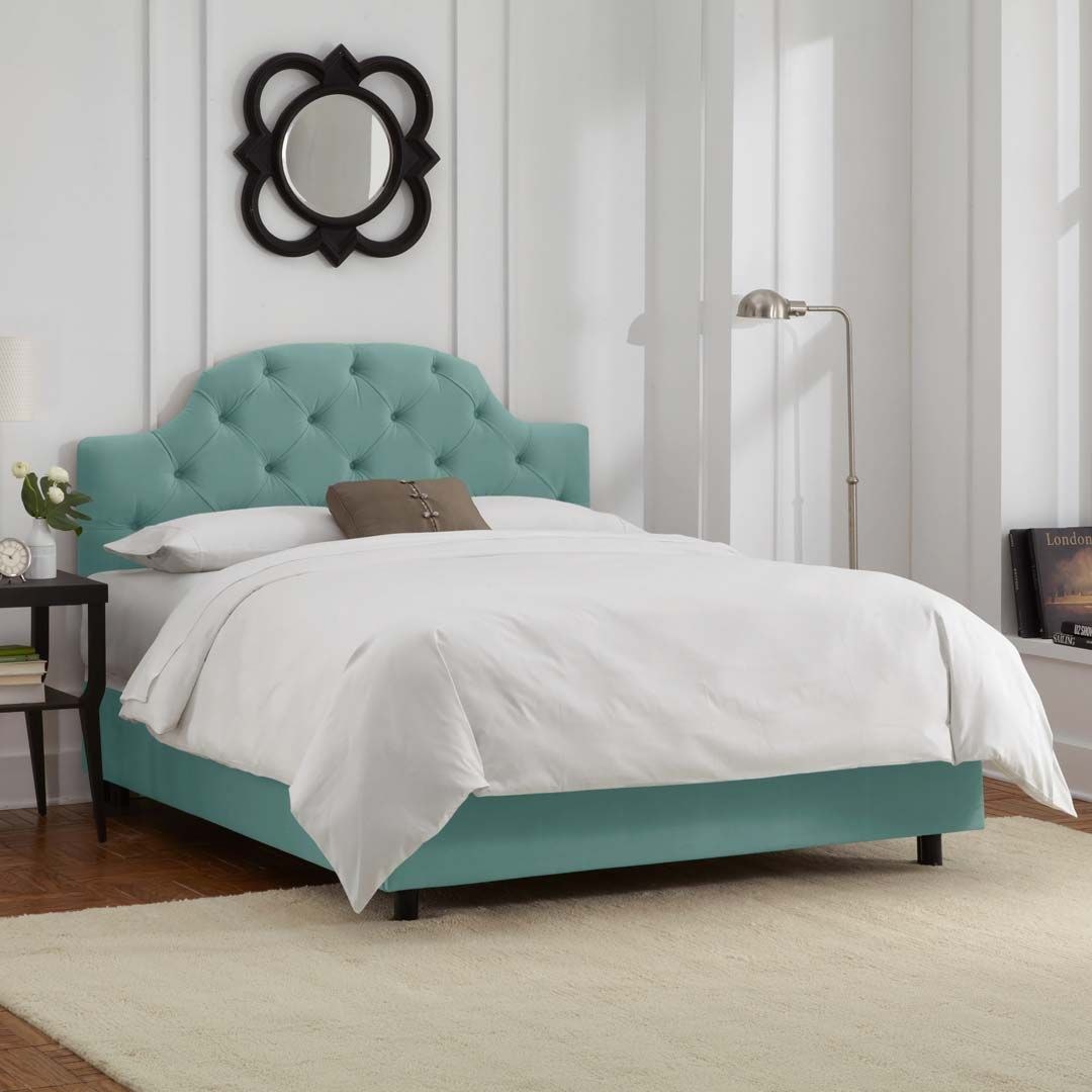 Arch Button Tufted Upholstered Bed 200x200 Fabric Super King Bed