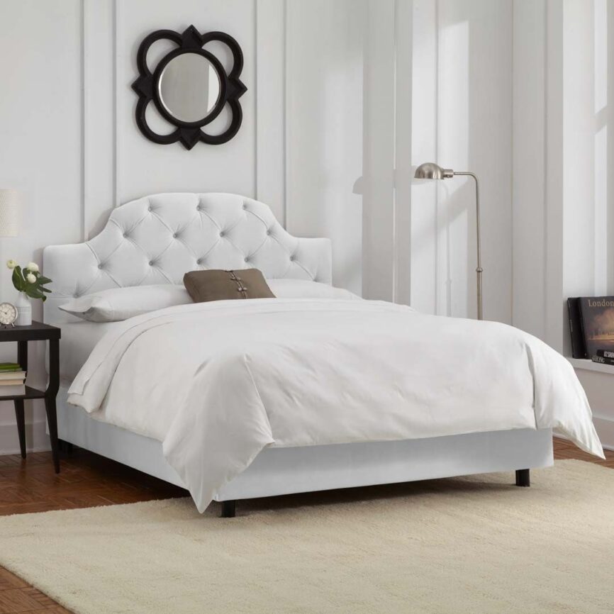 Arch Button Tufted Upholstered Bed 200x200 Fabric Super King Bed