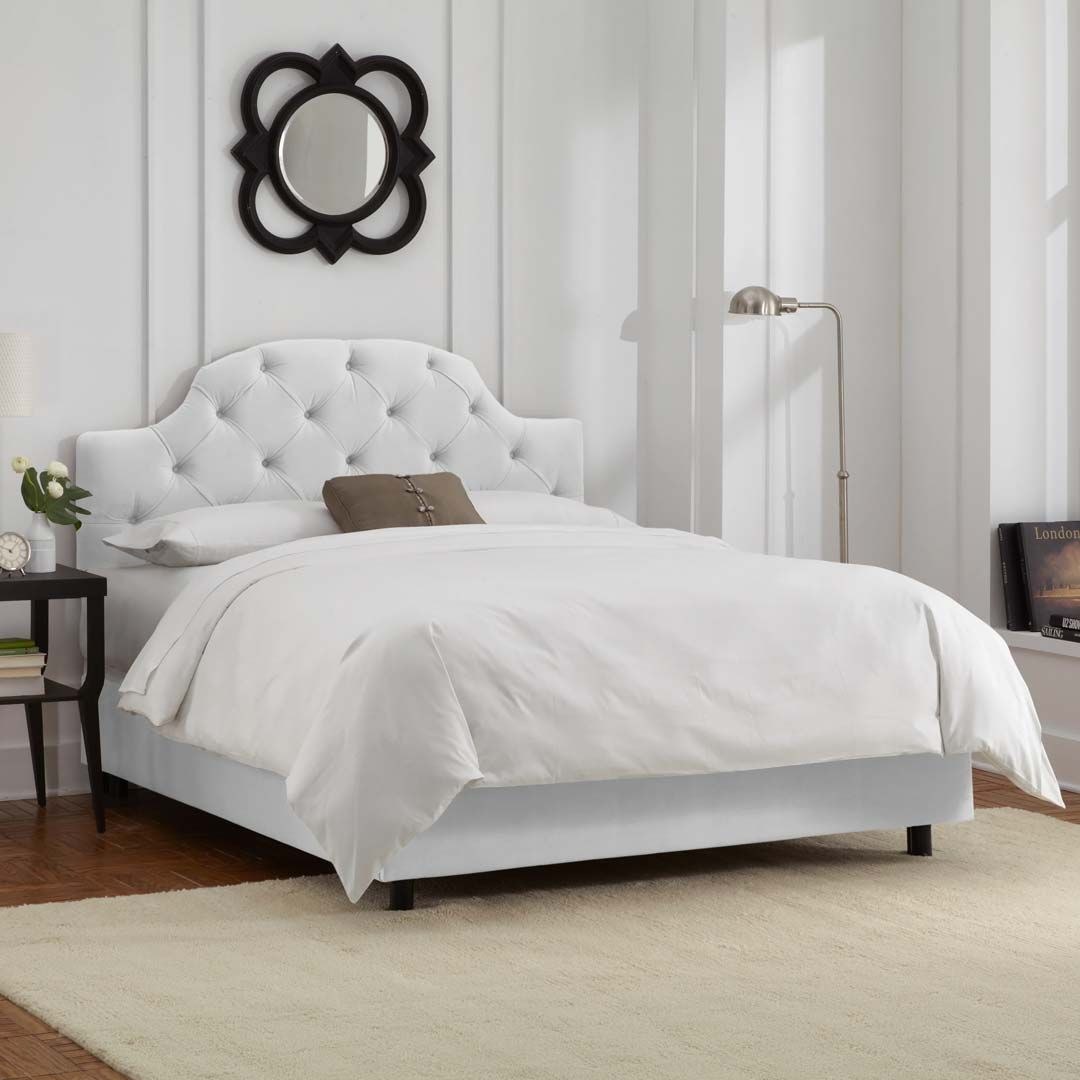 Arch Button Tufted Upholstered Bed 200x200 Fabric Super King Bed