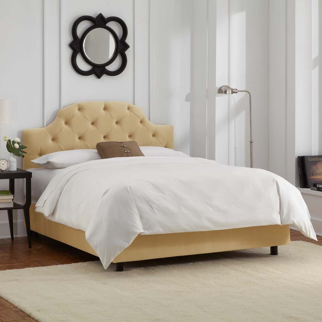 Arch Button Tufted Upholstered Bed 200x200 Fabric Super King Bed