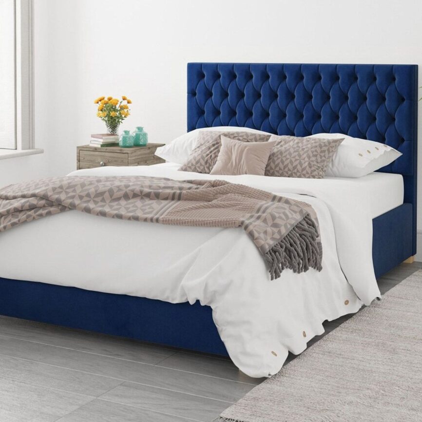 Angel Velvet Diamond Tufted Bed 100x200 Fabric Single Bed