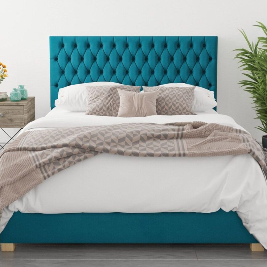 Angel Velvet Diamond Tufted Bed 120x200 Fabric Single Bed