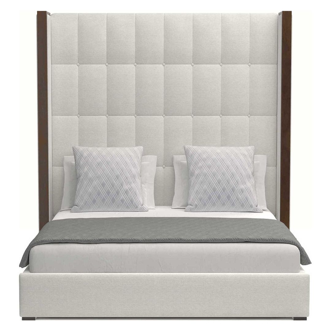 Brick Buttoned Tufted High Panel Bed in White 200x200 Fabric Super King Bed