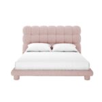 Aina Tufted Boucle Bed in Pink Color 100x200 Fabric Single Bed