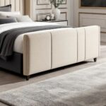 Wooden Twist Calida Luxury Design Bed for Modern Bedroom In Soft Fabric (150X200CM)