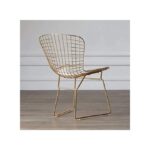 Handpicked Furniture Gold & White Metal Dining Chair | Steel Frame with Cushioned Seat | Elegant Modern Design for Dining Room, Kitchen & Café Seating