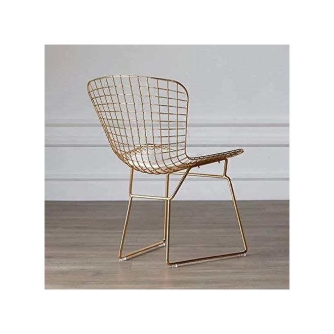 Handpicked Furniture Gold & White Metal Dining Chair | Steel Frame with Cushioned Seat | Elegant Modern Design for Dining Room, Kitchen & Café Seating - Image 2